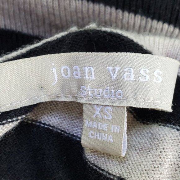 Joan Vass Black Brown Soft Lightweight Striped Turtleneck Sweater Size XS - Picture 5 of 7